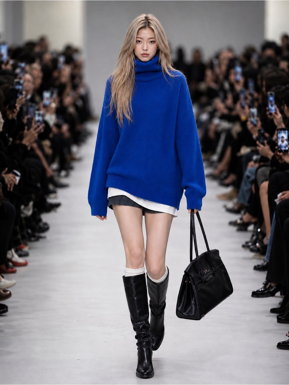 ZARA Oversized Royal Blue Turtleneck Sweater - Women's Cozy Knit